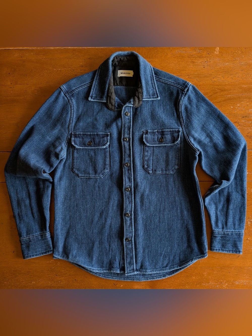 Taylor Stitch Division Shirt Mens Medium 40 Organic Cotton Shacket Blue Twill